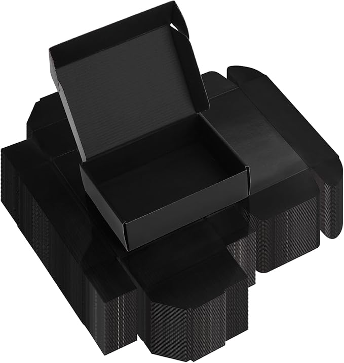 Rempry 40 Pack 7x5x2 Inches Black Shipping Boxes, Cardboard Corrugated Mailer Boxes for Packaging Small Business, Small Gift Boxes for Mailing Present