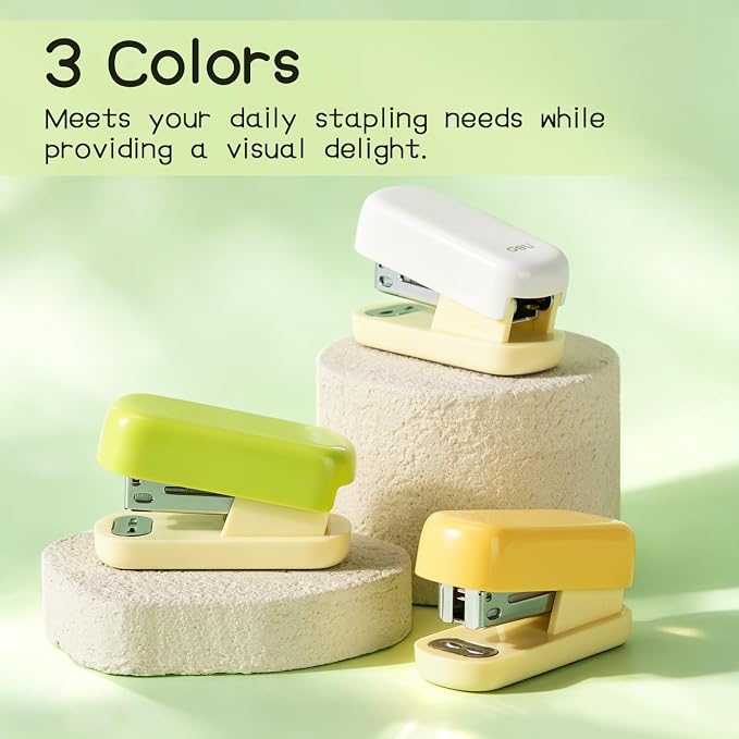 Deli Mini Stapler with 830 Staples, Small Cute Desk Staplers, 25 Sheet Capacity, Green