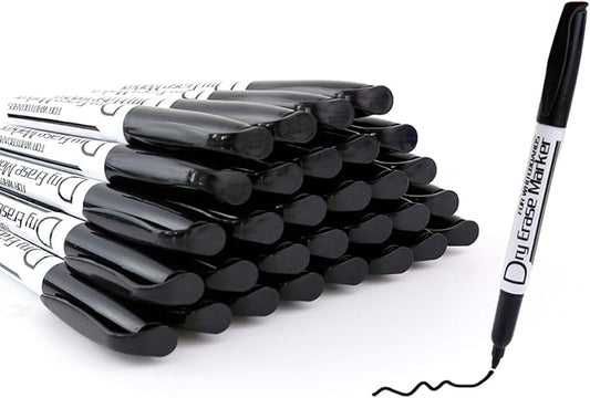 Volcanics Black Dry Erase Markers Low Odor Fine Whiteboard Markers Thin Box of 30 (Pack of 2)