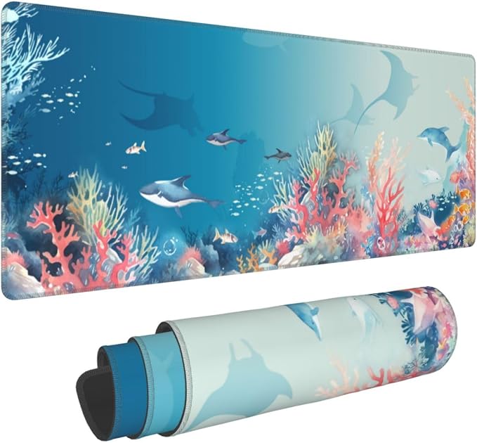 Underwater World Mouse Pad XL Large Mousepad Non Slip Rubber Base Desk Mat for Laptop Computer Gaming 31.5" X 12"