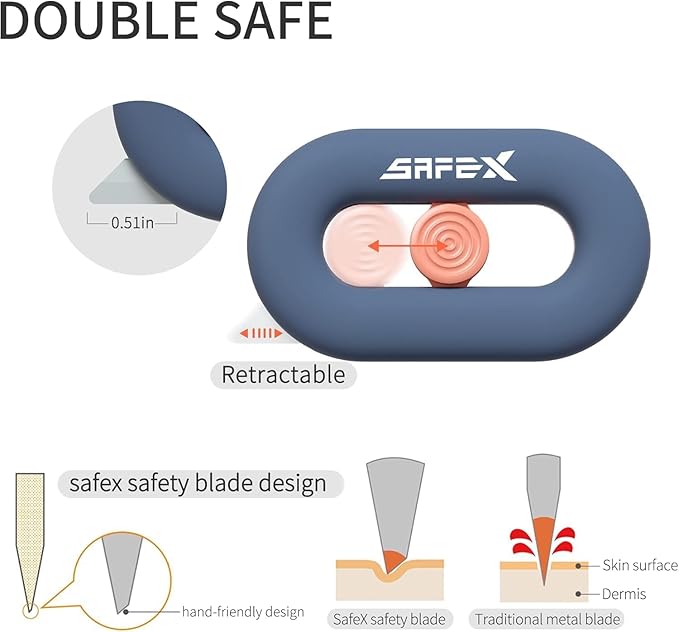 Box Cutter Retractable, Box Opener, Ceramic, Built-In Magnetic, Mini, Safety, Cute, Small, Package Opener for Women