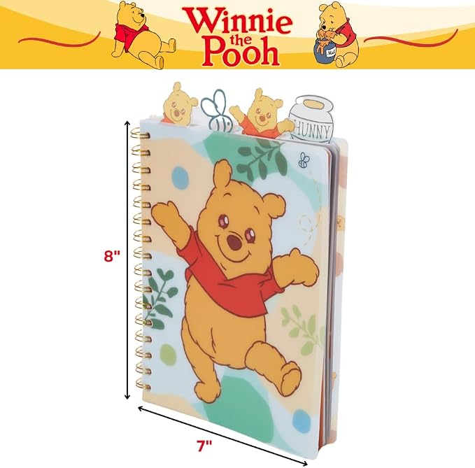 Winnie the Pooh Tab Journal Notebook, Spiral Bound, 96 Lined Pages, 8 x 7 inches