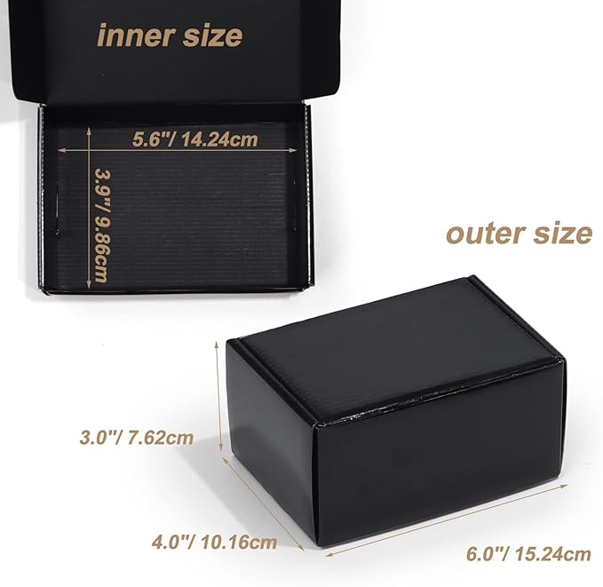 ZBEIVAN 6x4x3 Black Small Shipping Boxes, 20 Packs Corrugated Cardboard Mailer Boxes for Packaging Small Business Mailing Gifts Wrap Boxes with Lids