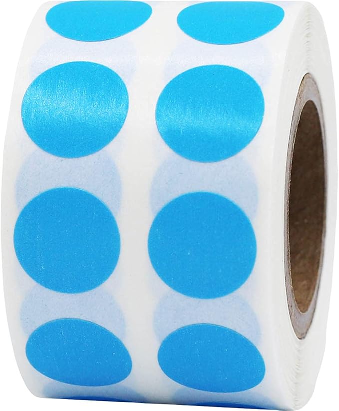 Light Blue Color Coding Labels for Organizing Inventory 0.50 Inch Round Circle Dots 1,000 Total Adhesive Stickers On A Roll