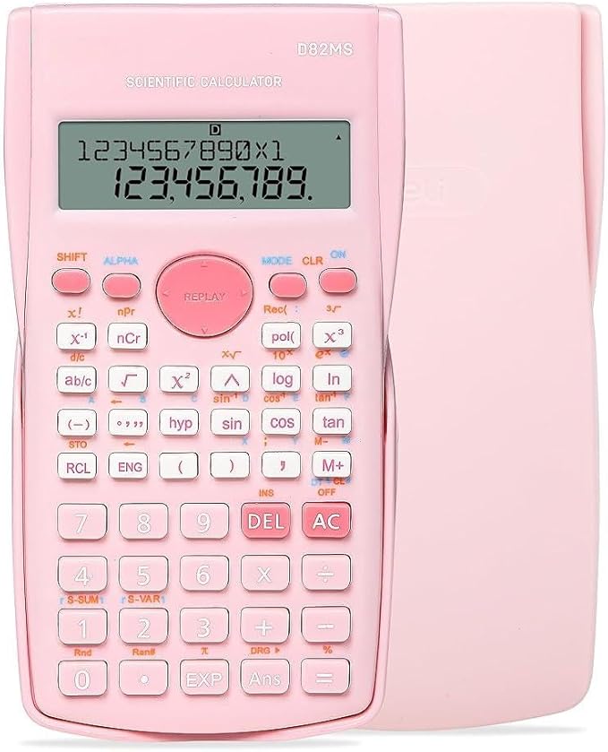 Scientific Calculator, 2 Line Cute Scientific Math Calculator Function Calculator for Students Algebra Geometry Basic Caculator for Middle and High School Students College School Supplies (Pink)