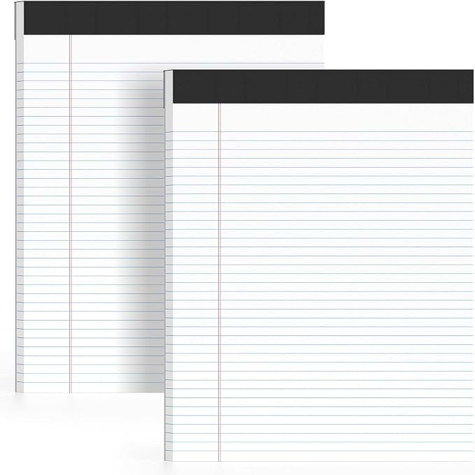 AILZFEI 2 Pack of Legal Pads 8.5 x 11 College Ruled Writing Pads 8.5" x 11.75" Notepad 30 Sheets per Note Pads Notebook Study Back 8x11 Pads of Paper