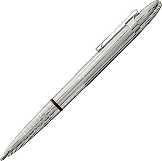 Fisher Space Pen Chrome Pressurized Ballpoint Bullet Pen | Compact Size, Writes Upside Down and in Extreme Temperatures, Black Ink, Medium Point, Pocket Clip, Made in the USA