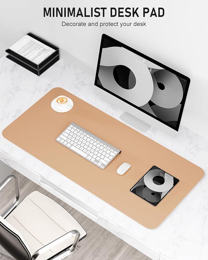 Desk Pad, 30" x 14" PU Leather Non-Slip Desk Mat Large Mouse Pad for Desktop, Waterproof Laptop Computer Writing Mat for Office, Home, Work, Gaming, Lead Yellow