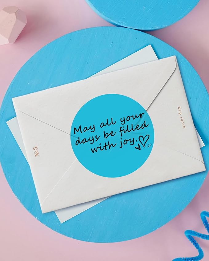 3 Inch (76.2mm x 76.2mm) Round Thermal Printer Label Stickers Self-Adhesive Circle Convenient Multi-Purpose Blank 3" Sticker Roll for Family Classification, Gift Sealing, Blue (500Pcs)