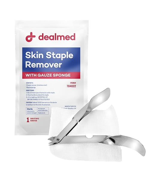 Dealmed Sterile Staple Removal Kit - Single-Use - 2 Piece Set | Stainless Steel Remover, 3 x 3 in Gauze Sponge, Plastic Tray With Tyvek Lid, For EMT Nurses Doctors, 3.75 x 6.25 x 1 in