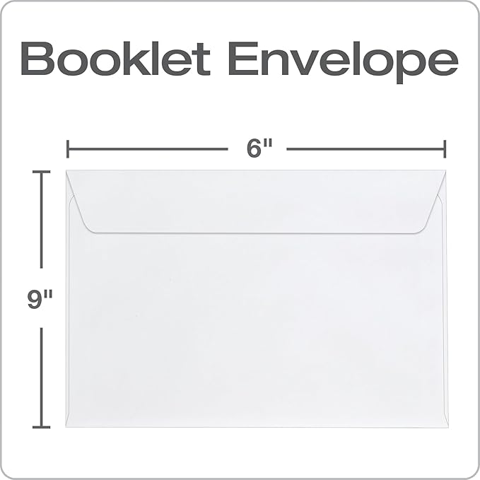 Columbian 6 x 9 Booklet Envelopes,Windowless,White,Gummed Closure,Mailing Envelopes,100/Box (COLO915),(Pack of 10)