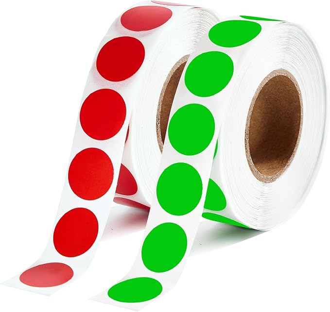 2000 Pcs Round Stickers 1/2 Inch Color Circle Red Green Dot Stickers Small Code Labels for Office Shop Yard Sale Home Classroom Marking