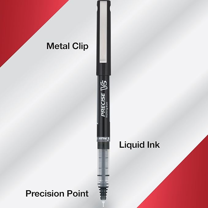 PILOT,Precise V5,Capped Liquid Ink Rolling Ball Pens,Extra Fine Point 0.5 mm,Black,4 Count (Pack of 2)