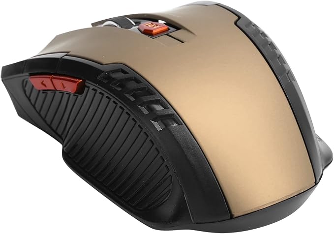 Mechanical Gaming 2.4G Mouse, 1000/1200/1600 3-Speed DPI Ergonomic Mouse with A USB Receiver, for Office/Home/Desktop/Computer/Notebook (Gold)