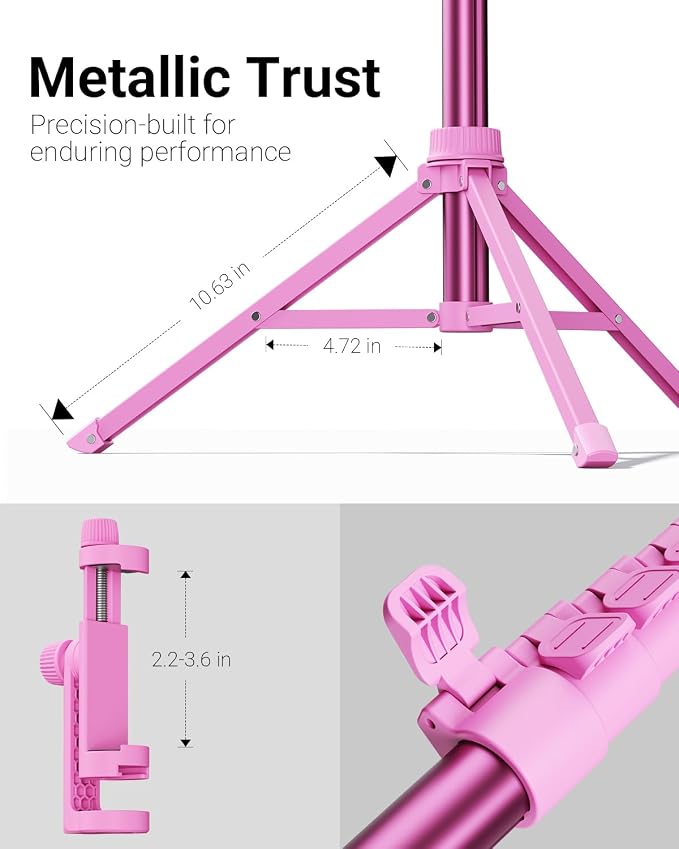 VIMOSE 66" Phone Tripod, Tripod for iPhone with Remote & Phone Stand | Extendable Cell Phone Tripod for Video Recording, Ultimate Tripod & Monopod Accessories for iPhone/Android, Ruby Star