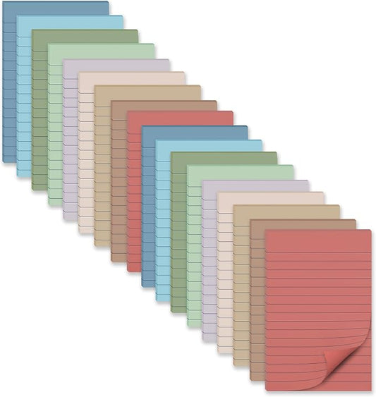 (18 Pads) Lined Sticky Notes 4x6in, Vintage Large Notepads, Self-Stick Pads | Sticky Notes with Lines,Strong Adhesive, Ruled Post Stickies, Memo Lined Pad for To Do List, Home, Office, School, Notebook