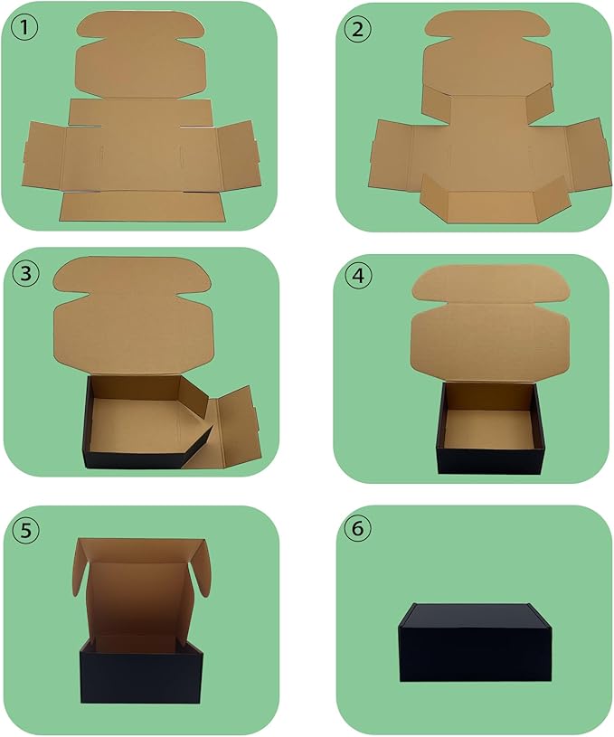 24 Pack 8x6x3 inch Black Shipping Boxes ，Cardboard Packaging Boxes for Mailing Shipping Corrugated Cardboard Boxes for Packaging Small Business Craft Flat Shipping Boxes Empty Gifts Giving Products