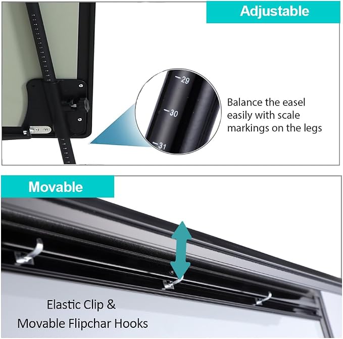 Magnetic Whiteboard Easel Dry Erase Board with Tripod Stand, 36"x24", Black | Portable Height Adjustable 3' x 2' Dry Erase Easel with Flipchart Paper Pad, Magnets & Eraser, For Class Office School