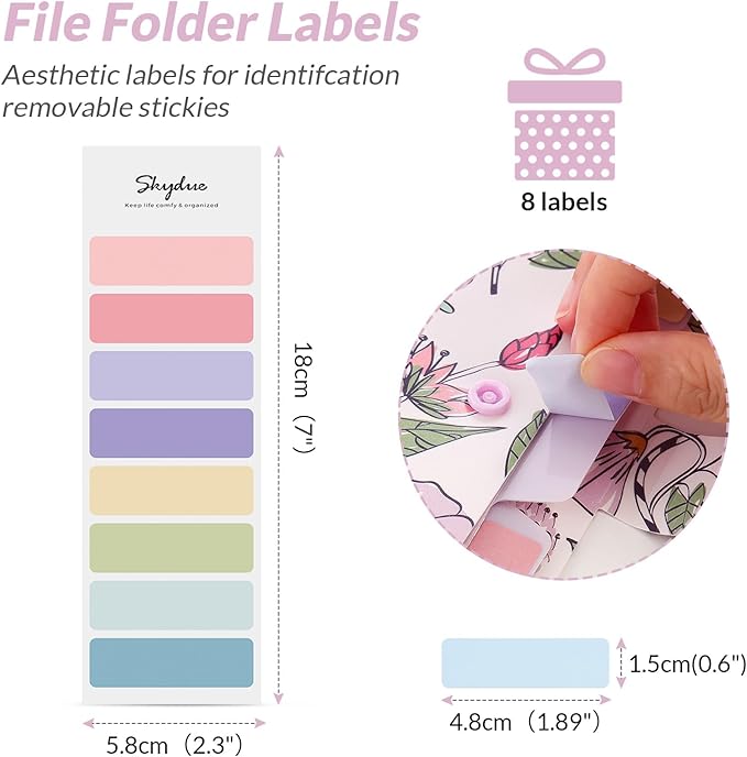 SKYDUE Accordion File Organizer, Floral Expanding File Folders with 5 Pockets, Cute Document Organizer for Paper Bills Receipt Storage, School Office & Hospital Supplies Letter/A4 Size Light Purple