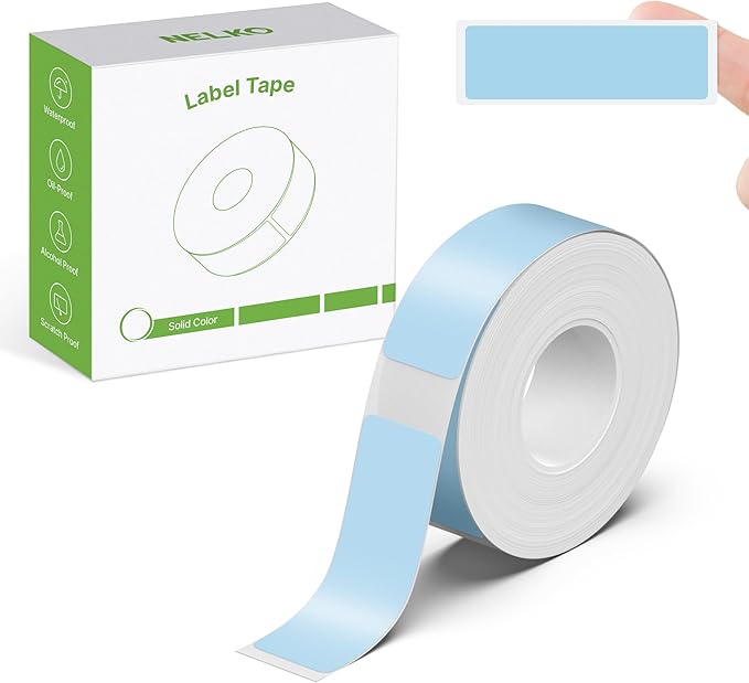 Nelko Genuine P21 Label Maker Tape, Adapted Label Print Paper, 14x40mm (0.55"x1.57"), Standard Laminated Labeling Replacement, Multipurpose of P21 Label Maker, 180 Tapes/Roll, 1 Roll, Blue