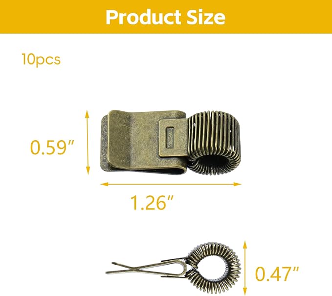 T Tulead 10PCS Pen Holders for Clipboard, Metal Adjustable Pencil Clips | Vintage Bronze Notebook Organizer Clip, Decorative Single Spring Loop Pen Pencil Organizer, for Clip Book T: 1-2mm