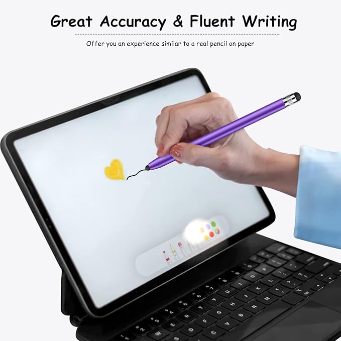 DIGIROOT 4 PCS Universal Stylus, 2-in-1 Stylus Pen for Touchscreen | Metal Barrel, High Sensitivity & Precision, Stylist Pens for All Touch Screens-iPad/iPhone/Samsung/Switch/Android
