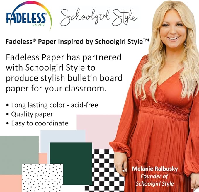 Fadeless Schoolgirl Style Bulletin Board Paper, Retro Hopscotch, 47.25" x 50', 1 Roll