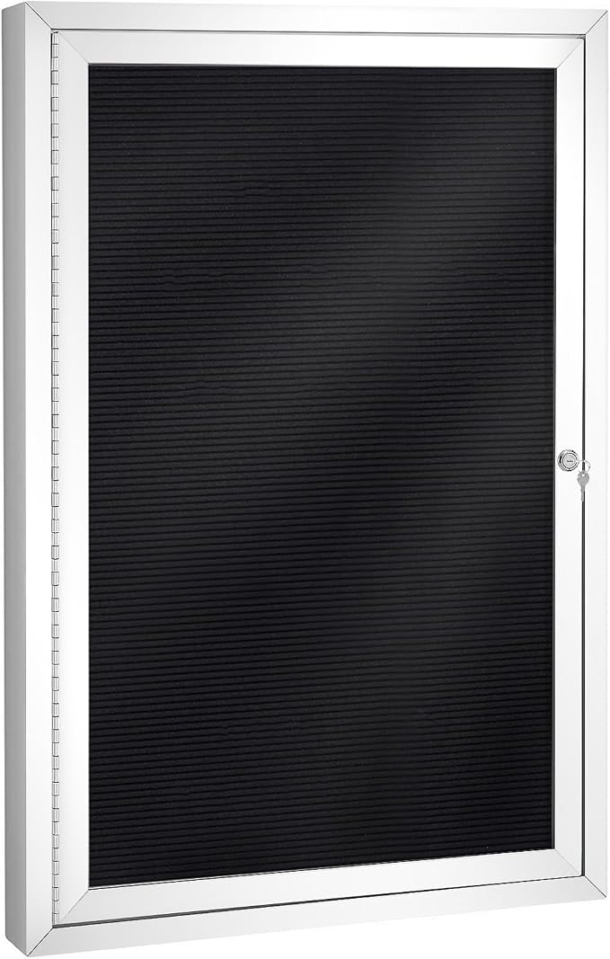 SWANCROWN 36x24 in Outdoor Bulletin Board, Enclosed Letterboard Felt Board | Weatherproof, Tamperproof, Silver Aluminum Frame, with Changeable Letters, Large Message Center for Wall Office Business
