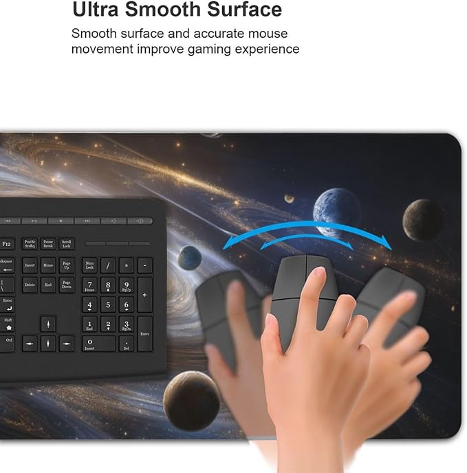 XXL Gaming Mouse Pad 35.4x15.7 Inch, Large Extended Desk Mat | Galaxy Space Design, Non-Slip Rubber Base, Water-Resistant Surface and Stitched Edges for Gaming, Office & Home