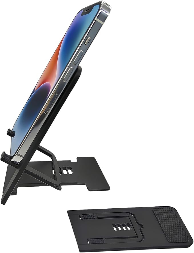 Kemoxan Ultra-Slim Foldable Cell Phone Stand for Desk, Ultrathin Portable Pocket Smartphone Kickstand, V Small Mobile Phone Travel Mount Compatible with Universal iPhone IPads Android Kindle