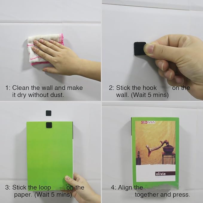 Self Adhesive Dots, 0.59 Inch Diameter 1100pcs(550Pairs) Strong Sticky Hook Tapes, Square Adhesive Back Loop Nylon Strips with Waterproof Fastener,Perfect for School Classroom,Office,DIY-Black