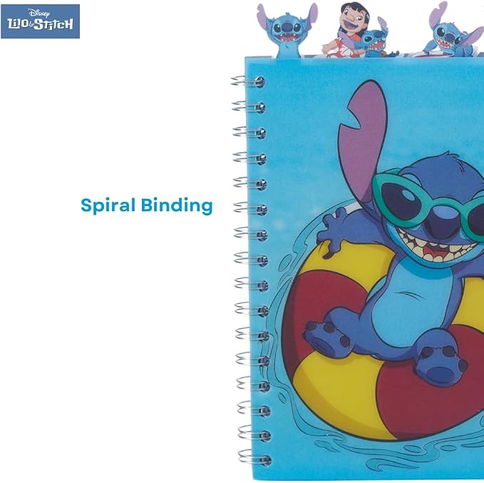 Disney Lilo and Stitch Tab Journal Notebook, Spiral Bound, 96 Lined Pages, 8 x 7 inches, Blue