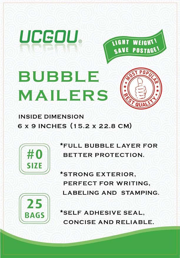 UCGOU Bubble Mailers 6x10" Usable Size 6x9" Butterfly Padded Mailer 25 Pack | Opaque Self Seal Adhesive Waterproof Padded Envelopes for Jewelry Makeup Supplies Cute Bubble Mailers for Small Business