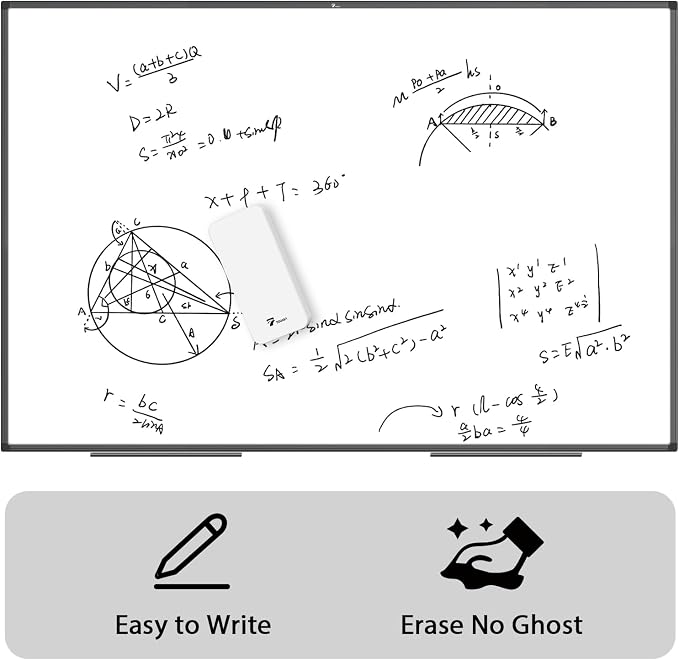 TOWON Magnetic Dry Erase Board 72x48 in, Aluminum Frame, Black Border | XL white board wall mounted with markers, pen tray, magnets and cleaning wipe for presentations