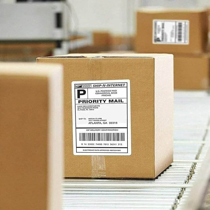 LabelMore 8.5'' x 5.5'' Half Sheet Self Adhesive Shipping Labels for Laser & Inkjet Printers - Rounded Corner - 1000 Labels - Shipping Labels 2 Per Sheet