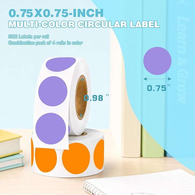 3/4 Inch Color Coding Label Stickers,2000PCS Circle Inventory Sticky Dots Sticker (Fluorescent Green/Fluorescent Pink/Lavender/Orange)