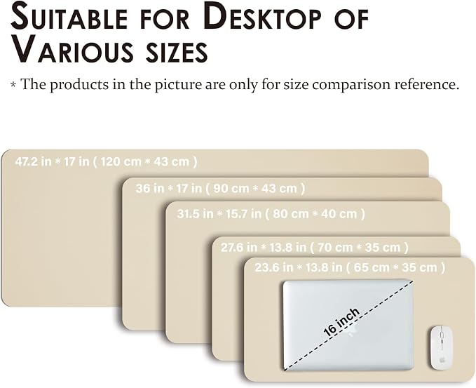 Large Desk Mat - 47.2"x 17" Non-Slip PU Desk Pad for Office and Home - Ideal for Large Mouse Pad and Desk Mats on Top of Desks(Beige)