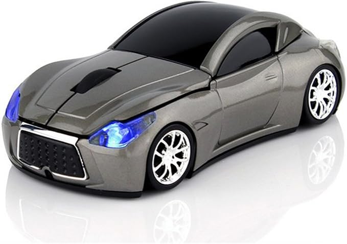 MGbeauty USB Wireless Mouse Sports Car Mouse Ergonomic Computer Cordless Optical Mice with LED Flash Light