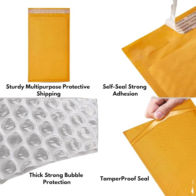 50 PC #7 14.25x20 Inches 50 Pack Inches Kraft Bubble Mailers Yellow Shipping Padded Envelopes Self Seal Waterproof Cushion Envelopes