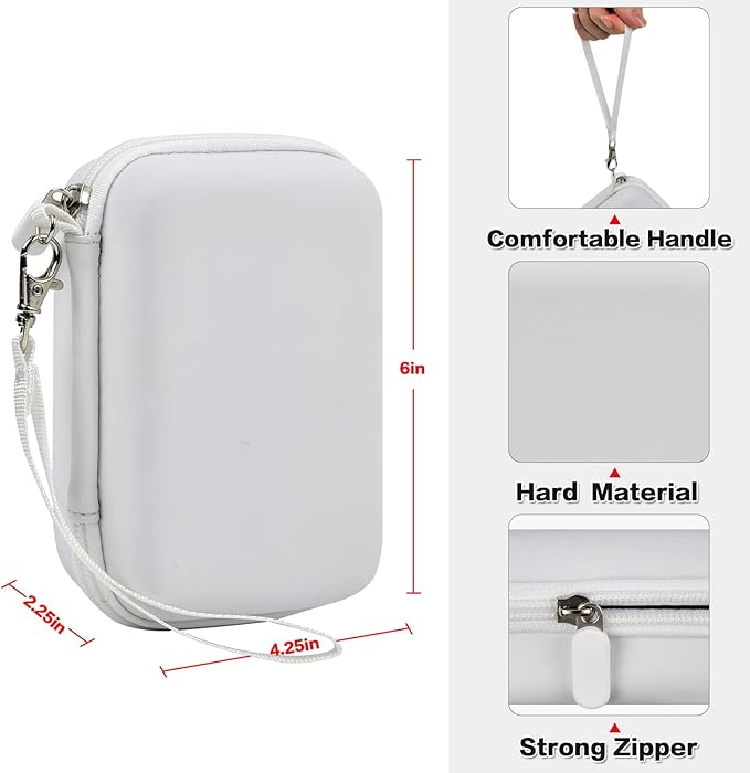 PAIYULE Hard Carrying Case for Phomemo D30 D35 Label Maker, Label Printer Case for Nelko P21, for NIIMBOT D110 D11, for Marklife P11 P12, for SUPVAN E10, Protective EVA Storage Bag with Mesh Pocket