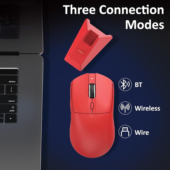 AJ139 V2 MC Wireless Gaming Mouse 2.4G Wired/Bluetooth | RGB Magnetic Charging Dock | Lightweight Design | 12K DPI | 500mAh Battery | PAW3311 Sensor | 5 Programmable Buttons, Compatible with PC/Mac