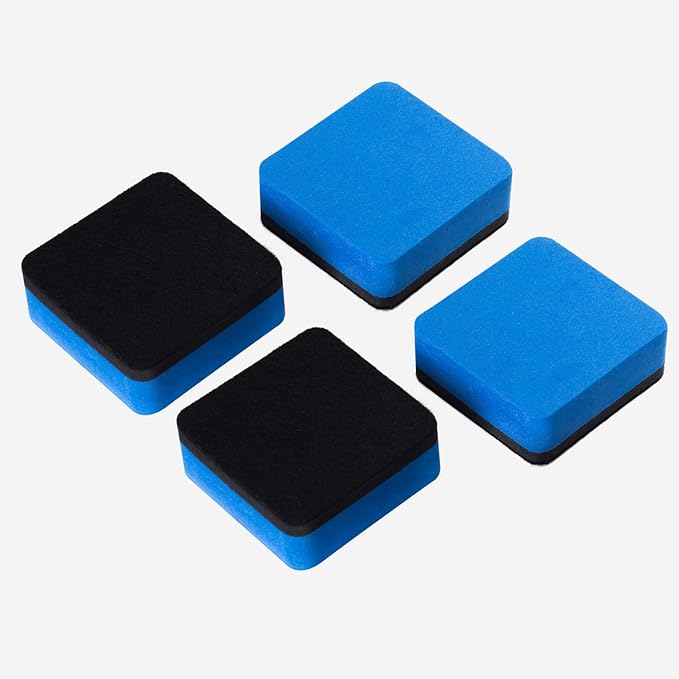 Favide 24 Pack Magnetic Whiteboard Dry Erase Erasers Chalkboard Cleansers for Classroom, Home and Office (Square, Blue)