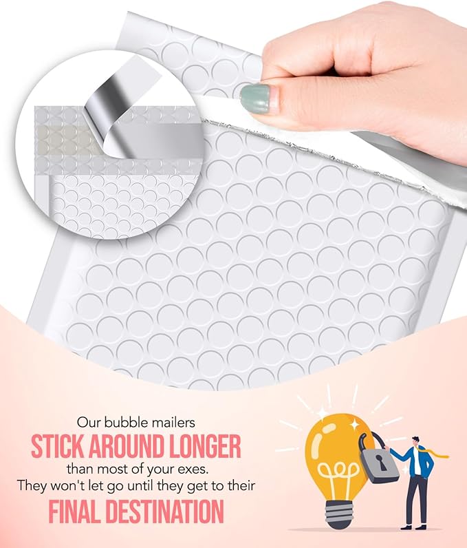 GSSUSA Bubble Mailers 6x10 100 Pack White Padded Envelopes Small Packaging Mailing Envelope Bags Bubble Mailer Shipping Bag Bulk Pack Self Seal Package Mail Packing Business Supplies