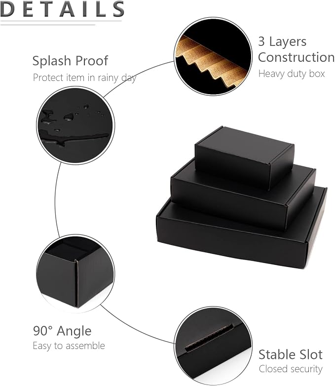 Timirog Shipping Boxes 13x10x3 Inches 20 Pack Black Corrugated Cardboard Mailing Box for Small Business, Tab Locking Literature Mailer Packaging Supplies for Packing Book Gifts Craft | Mailing Box for Small Business, Tab Locking Literature Mailer Packa...