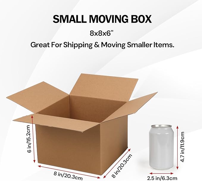 Rempry 25 Pack 8x8x6 Shipping Boxes Brown, Small Corrugated Cardboard Box for Mailing, Packaging Small Business, Kraft Mailer Gift Boxes