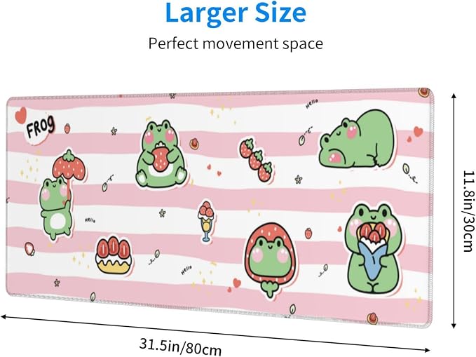 Cute Frog Mouse Pad XL Large Mousepad Non Slip Rubber Base Desk Mat for Laptop Computer Gaming 31.5" X 12"
