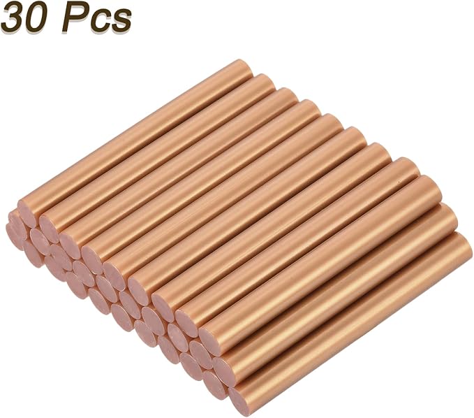 uxcell 30pcs Mini Hot Glue Gun Sticks 4-inch x 0.43-inch High Sticky Large Hot Glue Sticks for Glue Gun, Metallic Gold