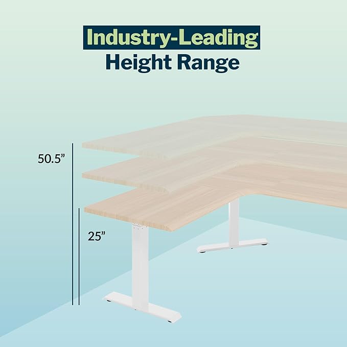 Vari ComfortEdge 80x60 L-Shape Electric Standing Desk – Height Adjustable Sit-Stand VariDesk for Corner Office with Reversible Left/Right Design + Light Wood/White Legs (Ships in 3 Boxes)