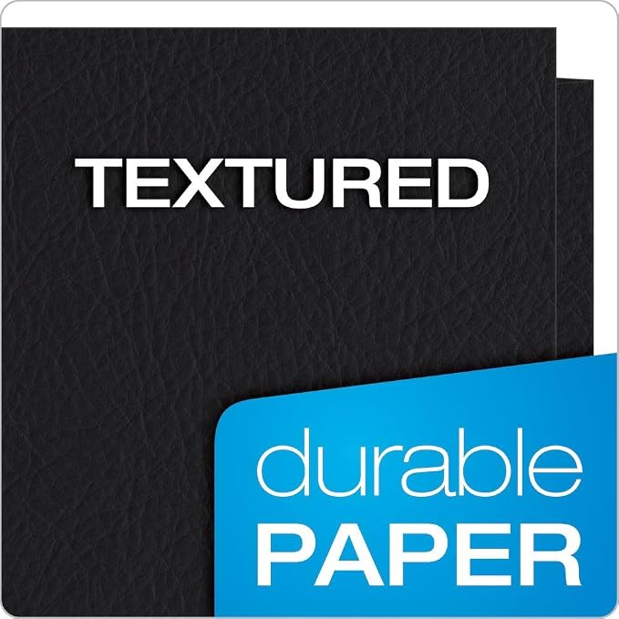 Oxford Twin-Pocket Folders,Textured Paper,Letter Size,Black,Holds 100 Sheets,Box of 25 (57506EE),8-1/2 x 11,(Pack of 5)