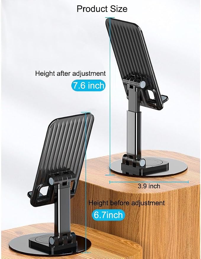 Cell Phone Stand 2 Pack,Angle Height Adjustable Cell Phone Holder for Desk,Foldable Desktop Phone Holder Cradle Dock with Silicon Pad Compatible with All Mobile Phones (Black + White)